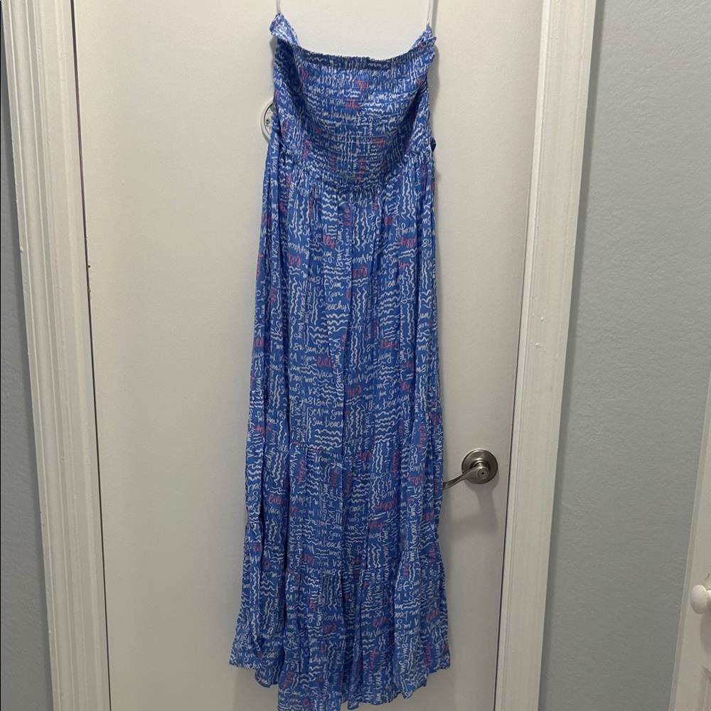 Lilly Pulitzer Blue and Pink Patterned Maxi Dress